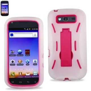 Samsung Galaxy S Blaze 4G / T769 Clear / Hot Pink Combo Silicone Case + Hard Cover + Kickstand Hybrid Case For T Mobile Cell Phones & Accessories