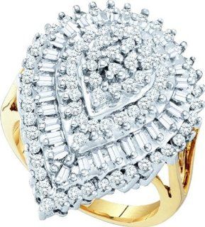 1.00 Carat Pear Shape Round & Baguette Cut Diamond Cluster Engagement Ring TheJewelryMaster Jewelry