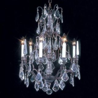 Weinstock Lighting 3016 8AZ Antique Reproduction Versailles Chandelier with French Pendelogue Trimming   Antique Bronze    