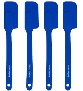 Silicone Slim Spatulas   8 x 1 Inch (Set of 4, Blue) Durable, Attractive, Dishwasher Safe, Soft and Flexible with Sturdy Plastic Handle   Won't Chip Crack Dent or Rust Heat Resistant Kitchen Utensils   Essential Cooking Gadget and Bakeware Tool  