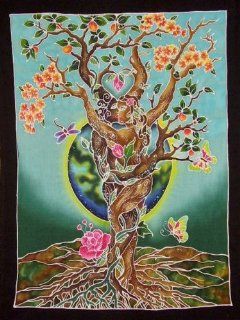 Authentic Batik Art 31 x 23 Tree Lovers   Tapestries