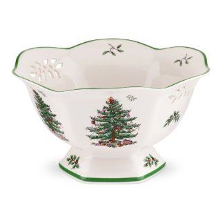 Spode Christmas Tree Pierced Hexagonal Footed Bowl Kitchen & Dining