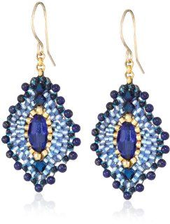 Miguel Ases Small Lapis Lotus Earrings Jewelry