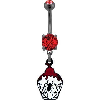 Spider web cupcake navel ring, 14g 3/8  Sold Individually Jewelry
