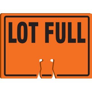 Accuform Signs FBC798 Plastic Traffic Cone Top Warning Sign, Legend "LOT FULL", 10" Width x 14" Length x 0.060" Thickness, Black on Orange Science Lab Safety Cones