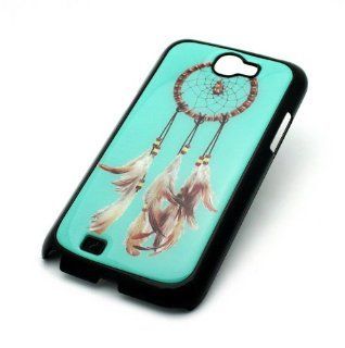 BLACK Snap On Case SAMSUNG GALAXY NOTE 2 II GT N7100 Plastic Cover   TURQUOISE DREAMCATCHER feather love tribal aztec mayan pattern dream catcher native indian Cell Phones & Accessories