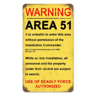 Area 51 Vintage Metal Sign   Wall Sculptures and Panels