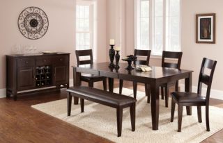 Steve Silver 6 Piece Victoria Dining Table Set with Bench   Mango   Dining Table Sets