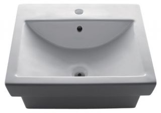 Eago 21 in. Rectangular Above Mount Porcelain Bathroom Sink with Single Hole   Bathroom Sinks