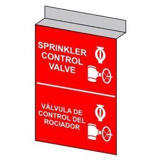 Sprinkler Control Valve Bilingual Sign NHB 13863Ceiling  Business And Store Signs 