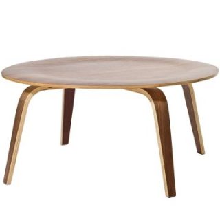 Modway Round Natural Plywood Coffee Table   Coffee Tables