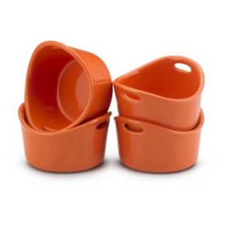 Rachael Ray Bubble & Brown Stoneware 10 oz. Ramekin Bakeware Set   Orange   Ramekins