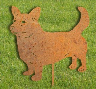 Cardigan Welsh Corgi Garden Stake / Yard Art / Lawn Ornament / Metal / Cut Out / Spike / Shadow / Silhouette / Pet Memorial  Patio, Lawn & Garden