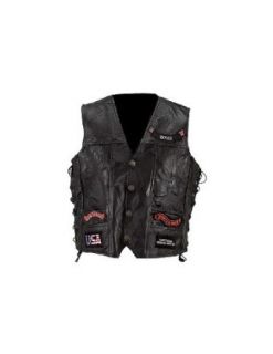 LEATHER VEST WITH 14 PATCHES L Clothing