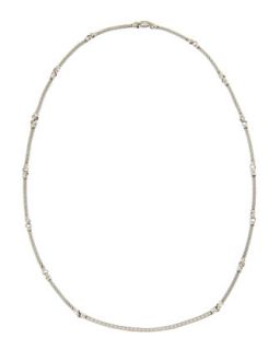 Cable Diamond Bar Necklace, White Gold