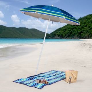 Rio Aquatic Blue Stripe 6 ft. Sun Blocking Beach Umbrella   Beach Umbrellas & Cabanas