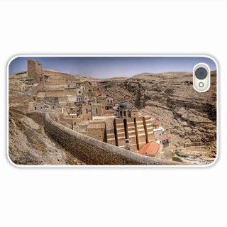 Tailor Make Iphone 4 4S City Mar Saba Monastery Greece Santa Sava Hdr Of Innervation Present White Cellphone Shell For Men Cell Phones & Accessories
