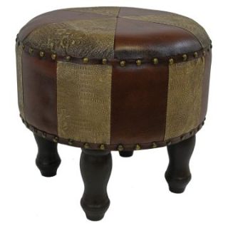 Seville 17 in. Round Faux Leather Stool   Ottomans