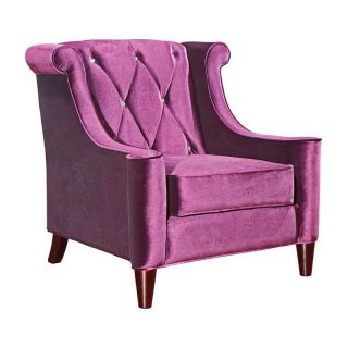 Armen Living Barrister Chair   Purple Velvet with Crystal Buttons   Club Chairs