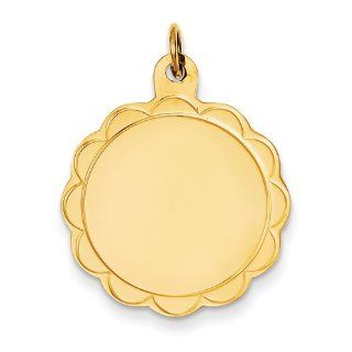 14k .027 Gauge Engravable Scalloped Disc Charm Jewelry