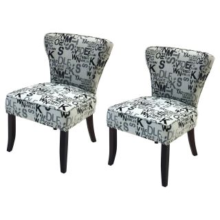 Armen Living Modern Letters Accent Chairs   Alpha Letters Fabric   Set of 2   Accent Chairs