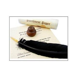 Harry Potter Feather Ballpoint Pen & Parchment Writing Bundle Black Pen  