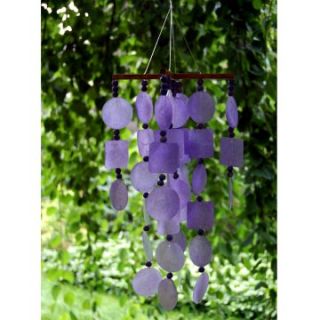 Woodstock Asli Arts Purple Capiz 21.5 in. Wind Chime with Wood Beads   Wind Chimes