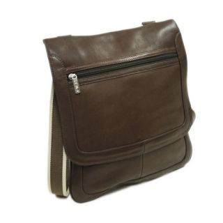 Piel Leather Small Vertical Messenger   Chocolate   Messenger Bags