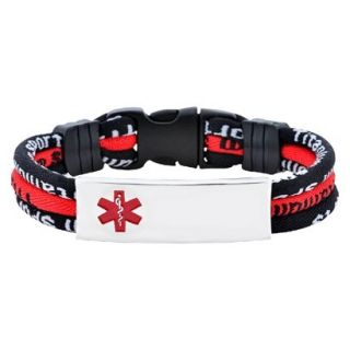 Hope Paige Medical ID Titanium Sport Bracelet   Black/Red (Small)
