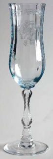 Fostoria Navarre Blue Fluted Champagne   Stem #6016, Etch #327, Blue Bowl