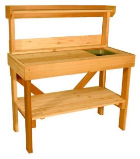 Cedar Wood Potting Bench with Sink   Potting Benches