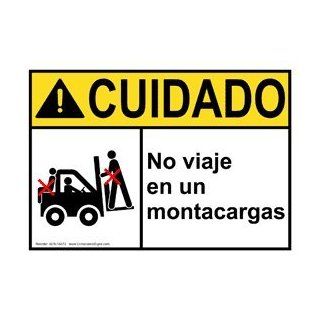 ANSI CAUTION Do Not Ride On Forklift Spanish Sign ACS 14372 Machinery  Business And Store Signs 