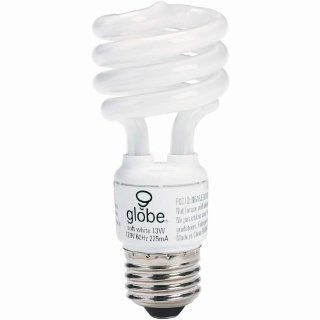Globe 48412 13 Watt Ultra Mini Compact Fluorescent Spiral Bulb (60 Watt Incandescent Equivalent), Cool White, 4 Pack Spiral Shaped Compact Fluorescent Bulbs
