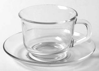 Arcoroc Classique Clear (Rim) Cup and Saucer Set   Clear, Rim Shape, No Trim