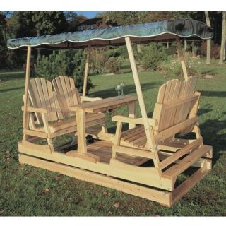 Rustic Natural Cedar Furniture Deluxe Wooden Garden Glider   Outdoor Gliders