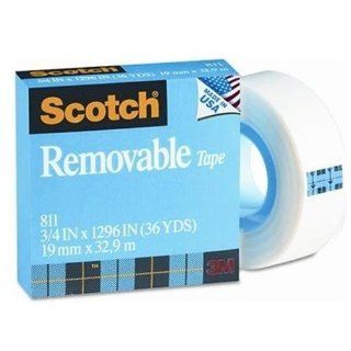 3M 811 Scotch Magic Removable Tape, Matte Finish, 3/4" x 1296"  Matte Tape 