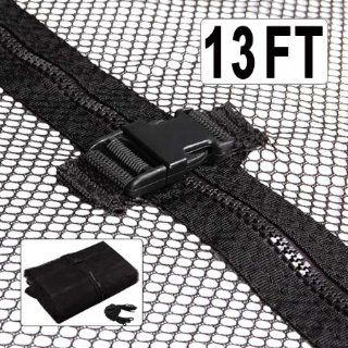 Black 13' Ft Trampoline Enclosure Safety PP Fabric Mesh Net 72" Height Replacement Screen Netting Zipper Strap Buckle Closure for Home Lawn Exercise Jump Bouncer  Sports & Outdoors