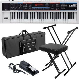 Roland JUNO Di Synth (White) BUNDLE w/ Keyboard Case, Stand & Bench Musical Instruments