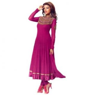 Rani pink net anarkali suit with antique embroidery by B91 Exclusive World Apparel Clothing