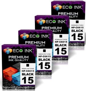 ECO INK  Compatible / Remanufactured for HP 15 C6615DN (4 Black) Ink Cartridges for HP Deskjet 3820, 810, 810C, 812, 812C, 825, 825C, 825Cvr, 840, 840C, 841, 841C, 842, 842C, 843, 843C, 845, 845C, 845Cvr, 920, 920C, 920Cvr, 940, 940C, 940Cvr, HP OfficeJet