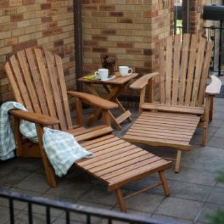 Grand Daddy Oversized Adirondack Chair Set with FREE Side Table   Natural   Adirondack Chairs