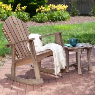East Cottage Adirondack Rocking Chair and Side Table   Driftwood