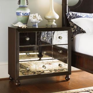 Tommy Bahama by Lexington Home Brands Royal Kahala Starlight Mirrored 3 Drawer Nightstand   Nightstands