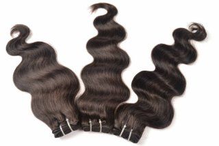 20 inch Brazilian Remy Hair #1B Natural Wave 100% REAL HUMAN HAIR  Hair Extensions  Beauty