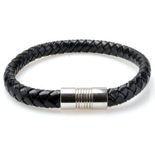 Eternal Bond Braided Black Leather Mens Bracelet 6 MM 8.50 Inches with Stainless Steel Magnetic Clasp Eternal Bond Jewelry