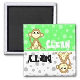 Cute Monkey Clean / Dirty Dishwasher Magnet Refrigerator Magnets Kitchen & Dining