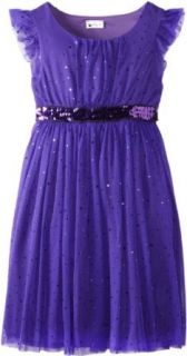 Bloome Girls 7 16 Short Sleeve Dress with Sparkle Waistband, Purple, 12 Clothing