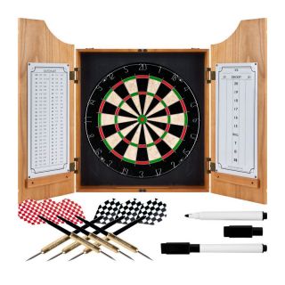 Beveled Wood Dart Cabinet   Pro Style Board and Darts   Bristle Dart Boards