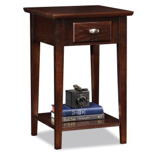 Leick Square Chocolate Oak Wood Side Table   End Tables