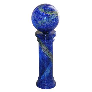 Blue Glowing Gazing Globe with Glass Stand   Garden Decor